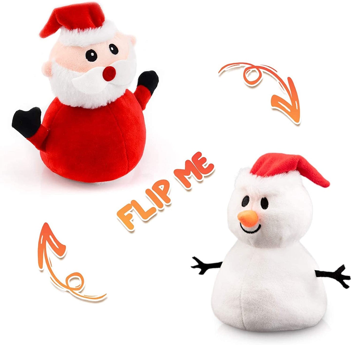 Santa Plush Snowman Plush Toy Reversible Christmas Santa Claus Double Side Stuffed Plushie Soft Doll New Year Birthday Gift for Kids Amazon Platform Banned